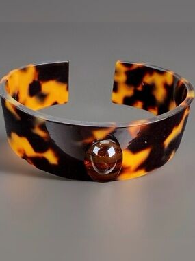 Tortoise Shell Black Brown Cuff Bracelet